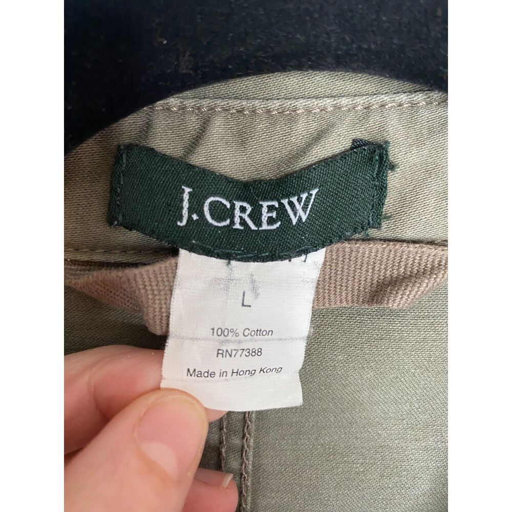 J Crew Womens Army Green Military Style Cotton Jacket Size L - Picture 3 of 12
